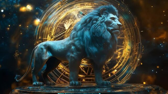 Leo has a zodiac symbol of the male lion, The constellation of Leo zodiac sign, Leo zodiac sign astrological background. The Leo horoscope sign	
