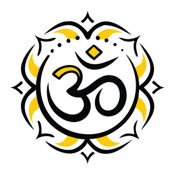 recommend clip art: Ornate Om Symbol with Floral Mandala Design
