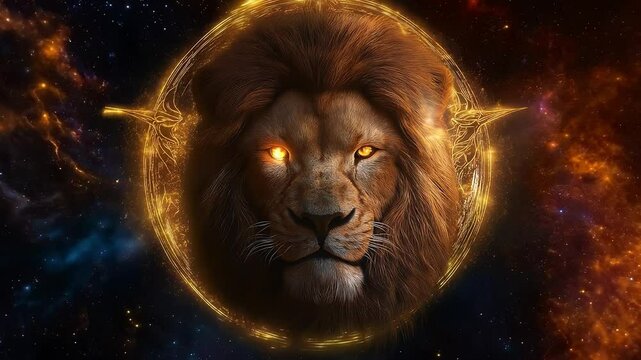 Leo has a zodiac symbol of the male lion, The constellation of Leo zodiac sign, Leo zodiac sign astrological background. The Leo horoscope sign	
