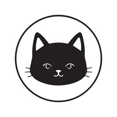 Black cat face illustration face. Vector flat isolated on white background