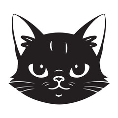 Fototapeta premium Black cat face illustration face. Vector flat isolated on white background