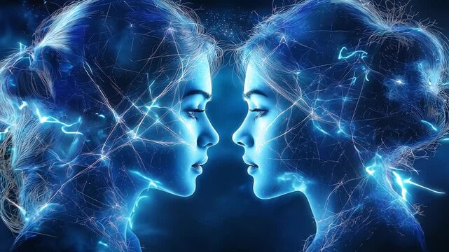 Gemini has a symbol of the twins, The constellation of Gemini zodiac sign, Gemini zodiac sign astrological background. The Gemini horoscope sign	
