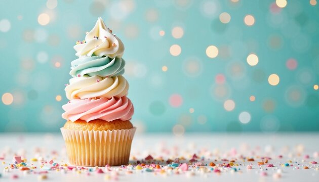 Delicious Rainbow Frosted Cupcake Perfect for Celebrations and Sweet Treat Lovers Everywhere