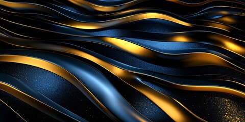 Naklejka premium Abstract gold and blue wave texture background.