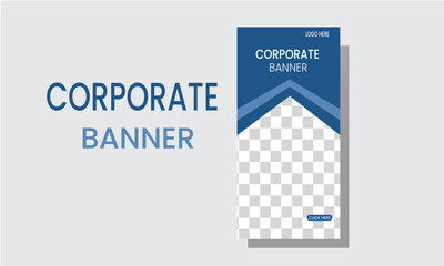 Professional business page timeline web ad banner template with photo place modern 