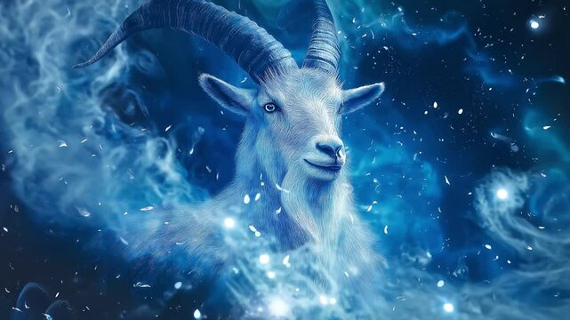 Goat capricorn, The constellation of Capricorn, Capricorn zodiac sign astrological background. The goat horned horoscope sign	
