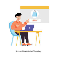 Discuss About Online Shopping concept vector illustration. Shopping and Sale isolated On white Background.                