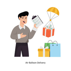 Air Balloon Delivery concept vector illustration. Shopping and Sale isolated On white Background.            