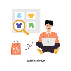 Searching Product concept vector illustration. Shopping and Sale isolated On white Background.            