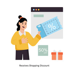 Receives Shopping Discount  concept vector illustration. Shopping and Sale isolated On white Background.              