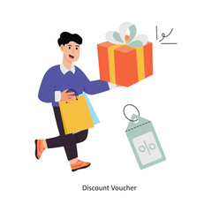 Discount Voucher concept vector illustration. Shopping and Sale isolated On white Background.              