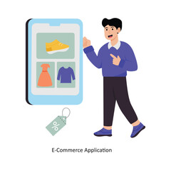 E-Commerce Application concept vector illustration. Shopping and Sale isolated On white Background.             