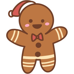 Cute Gingerbread Man Illustration with Red Scarf