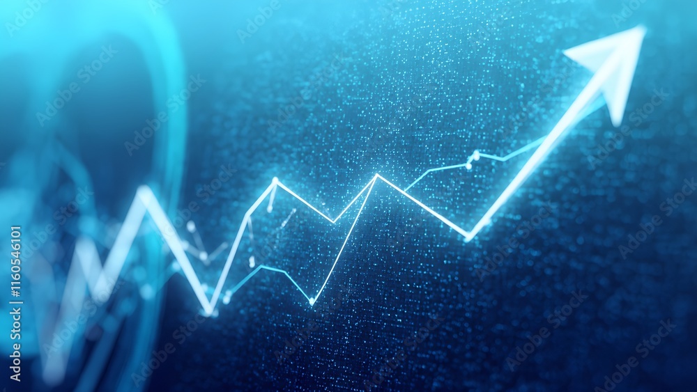 Poster dynamic growth trends in abstract business analytics digital workspace data visualization modern env