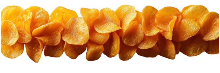 Crispy fried plantain chips arranged neatly on a clean white surface, showcasing their golden texture and inviting crunch