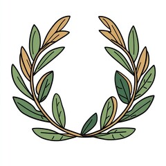 Green and gold laurel wreath.