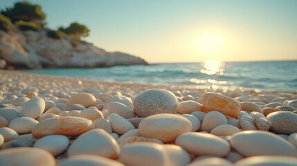 Sunrise over pebble beach.