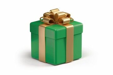 A green gift box with a gold ribbon, a perfect present for any occasion.