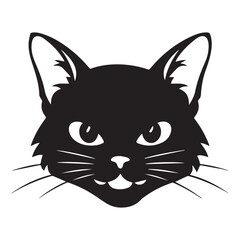 Black cat face illustration face. Vector flat isolated on white background