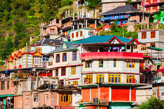 Colorful local houses in Manikaran, India