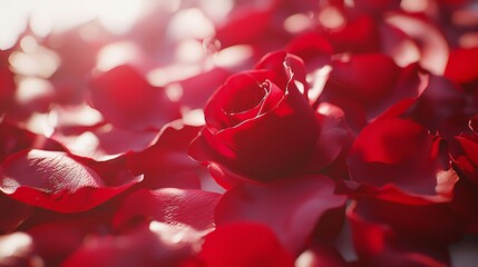 A close up of a bunch of red rose petals. Perfect for romantic designs