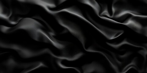 Fototapeta premium Draped black silk fabric texture.