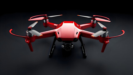 Red 3D Drone on black background 