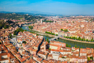 Obraz premium Verona aerial panoramic view, Italy