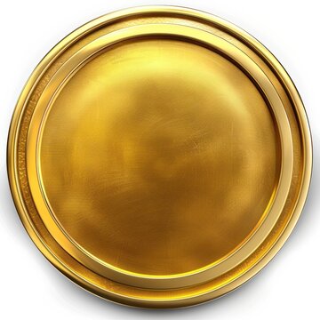 Gold round shield medal, textured.