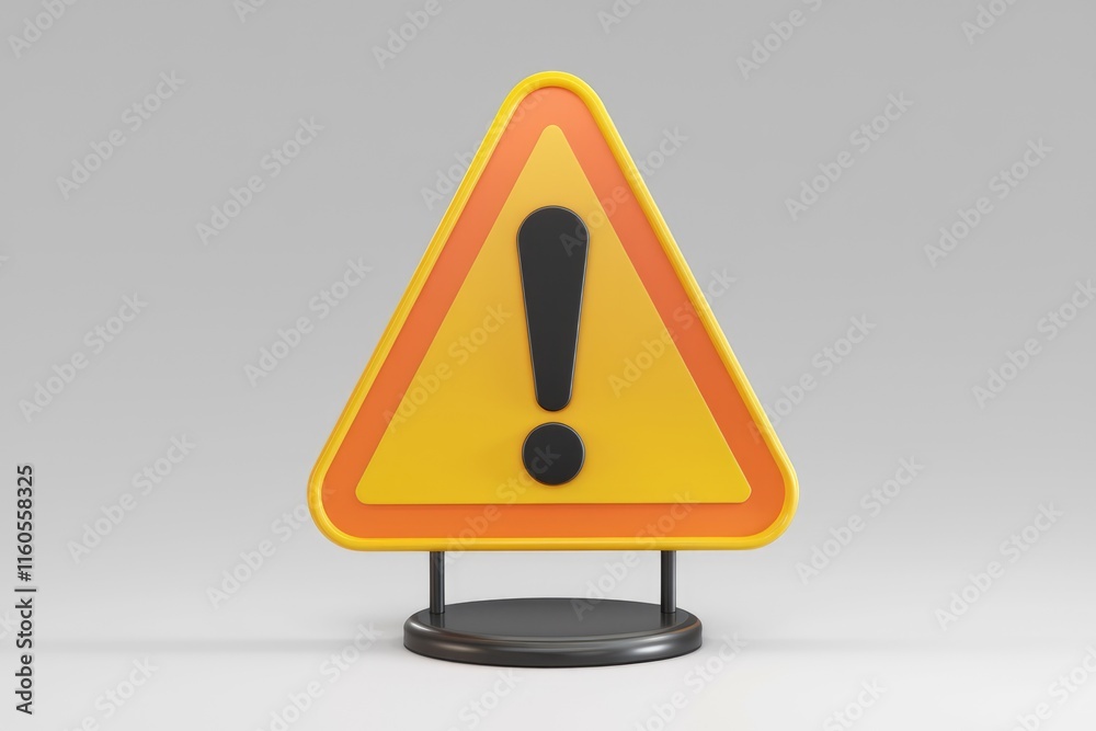 Poster A yellow triangular warning sign with an exclamation mark, indicating caution or alert.
