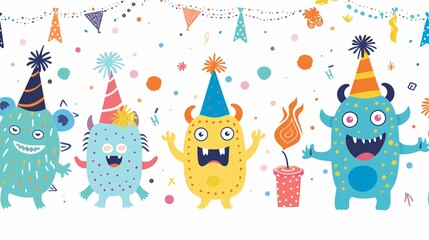 Cheerful Hand Drawn Cute Tiny Doodle Monsters for Creative Projects