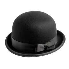 Black Bowler Hat Isolated on White, High-Resolution Image for Design