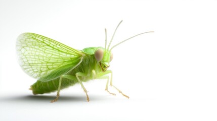 Green Lacewing Isolated on White Background. Generative AI