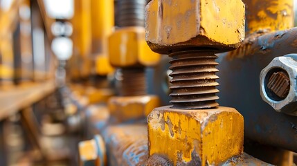 A close-up shot of high-tensile bolts and fasteners on a large construction project