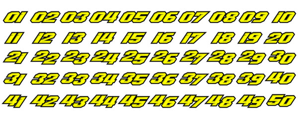 Set of racing number, start racing number, sport race number vector illustration