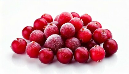 Frozen cranberry on white background