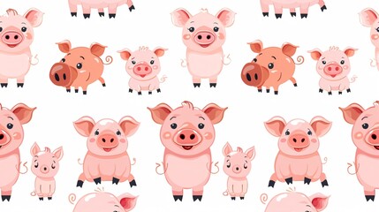 Obraz premium Adorable Cute Little Pigs Seamless Pattern for Designs and Projects