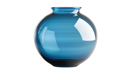 Blue Glass Sphere Vase: Elegant and Modern: A captivating blue glass vase with a spherical design, a timeless and elegant addition to any modern interior. The vase's smooth, rounded form and deep.