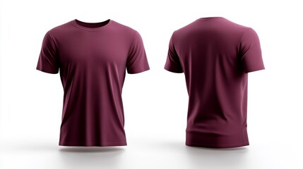 Burgundy T-shirt Mockup Front and Back. Generative AI