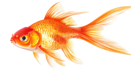 Fototapeta premium Radiant Goldfish: A vibrant, detailed close-up of a single goldfish, showcasing its shimmering scales and elegant fins. Perfect for aquatic themes, pet-related projects.