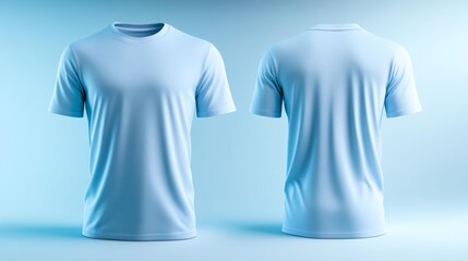 Light Blue T-Shirt Mockup Isolated on White. Generative AI
