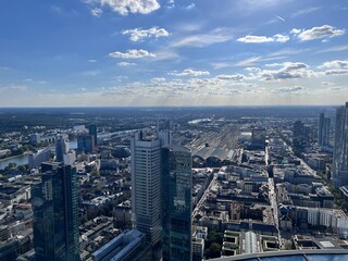 Obraz premium View of city from the height of Maintower skyscraper, Frankfurt am Main, Germany