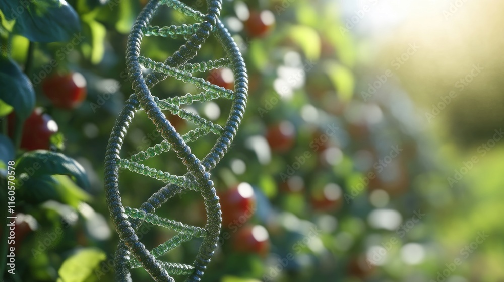 Aufkleber 3D rendering of a DNA helix from genetically modified food, highlighting the science behind GMO crops and their impact on agriculture.