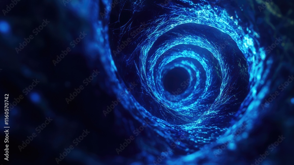Poster 3d rendering of blue dna strands swirling in circular motion, representing genetic research and scie