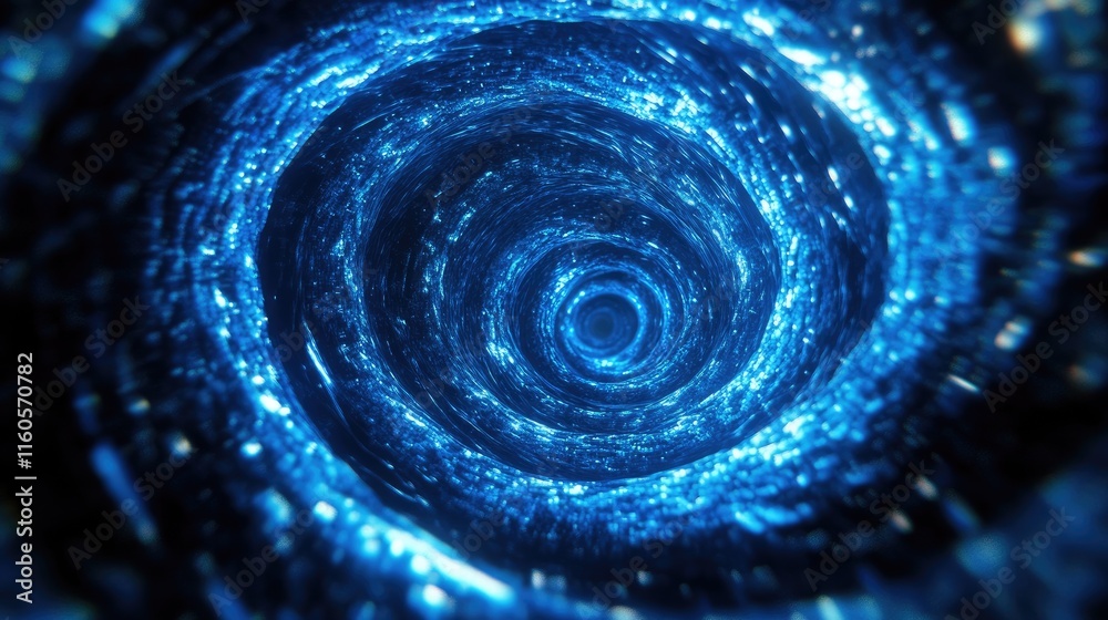 Poster 3d rendering of blue dna strands swirling in circular motion, representing genetic research and scie