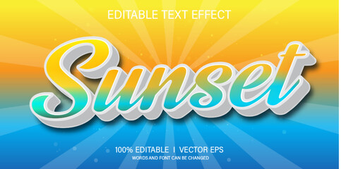 sunset vector text effect with modern style design