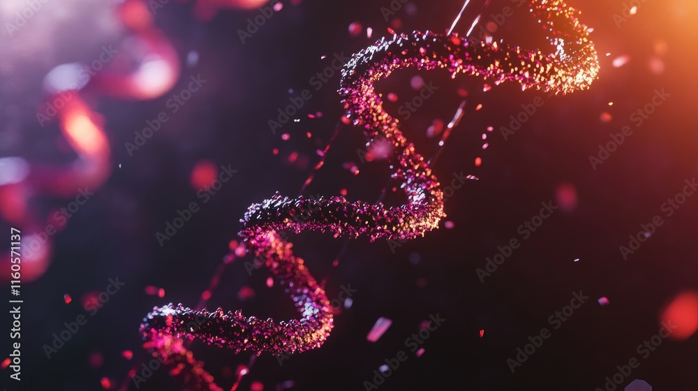 Poster A 3D close-up of an X chromosome in front of a DNA double helix background, representing the complexity of genetics and inheritance.