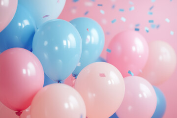 Blue and pink balloons. Gender reveal concept. Good for any project.
