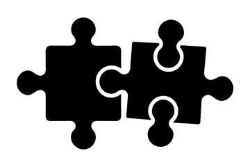Obraz premium Two puzzle piece silhouettes with interlocking edges vector illustration on white background