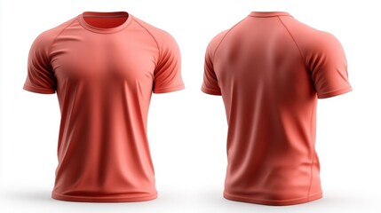 Red t-shirt mockup with front and back views. Generative AI
